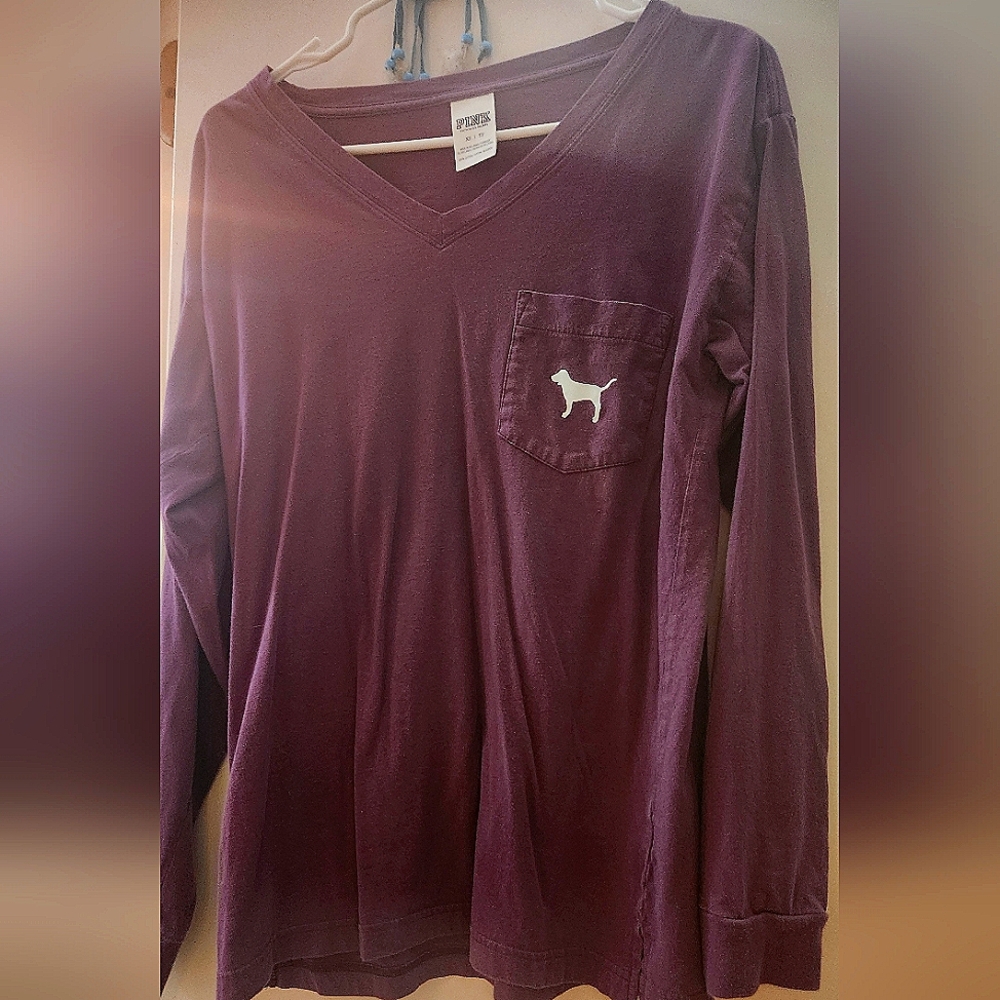 Purple size small Gently used victoria secret pink long sleeve shirt